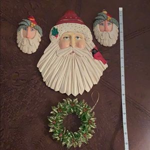 Santas and a Wreath Ornaments
